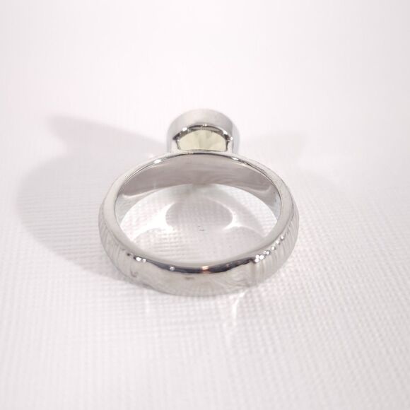 Lemon-Lime Quartz Ring Stainless Steel Size 8 - Picture 6 of 8